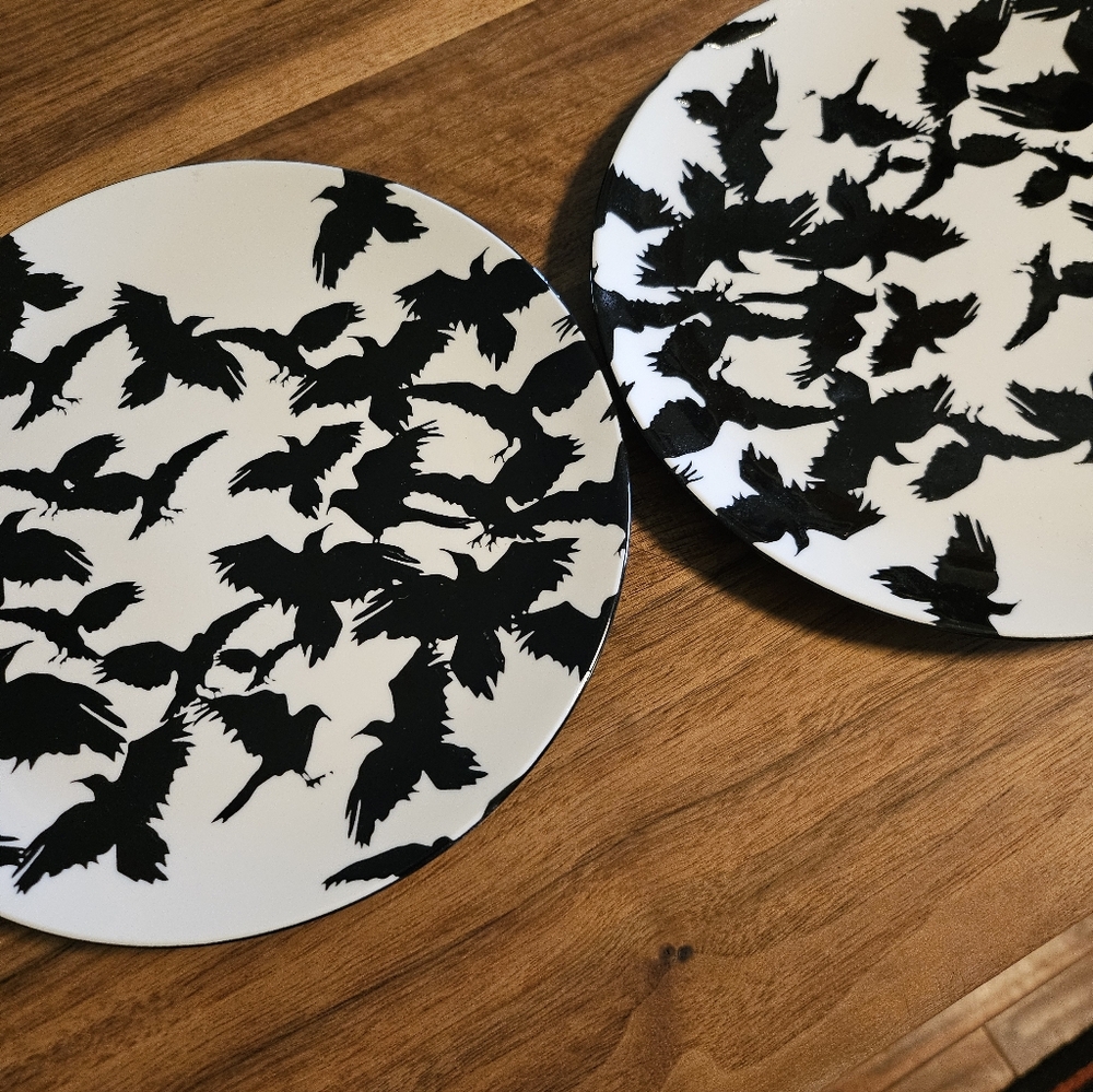 Crate&Barrel ravens in flight Accent Plates
